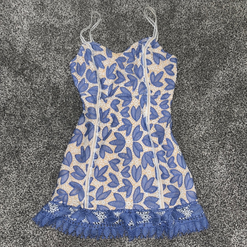 Brand new light blue and white cocktail dress